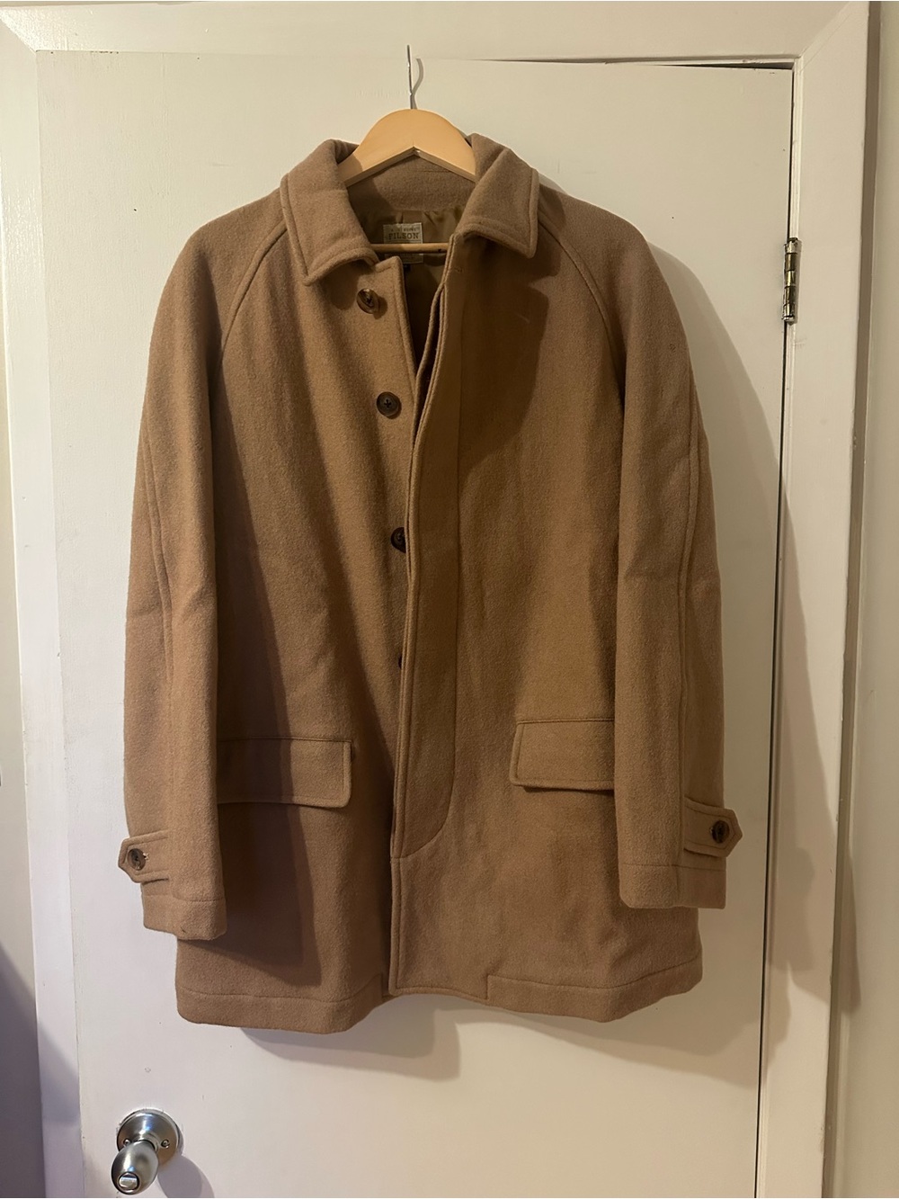Filson Tan Wool Peacoat Jacket